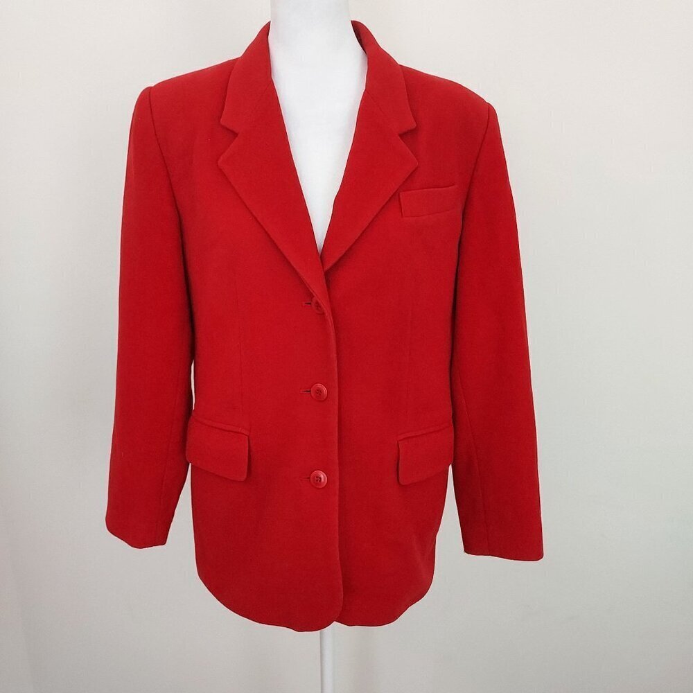 Charter Club Red Wool/Cashmere/Angora Blend Button Down Blazer Size 8P